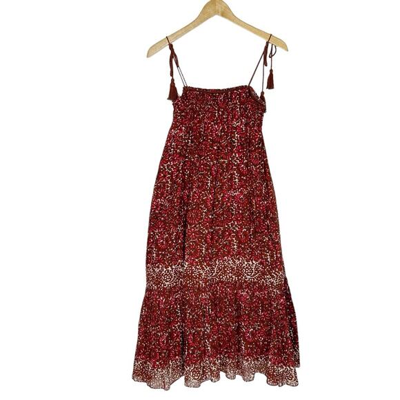 ULLA JOHNSON Eugenia Henna Tassel Cotton Midi Dress - Picture 9 of 12